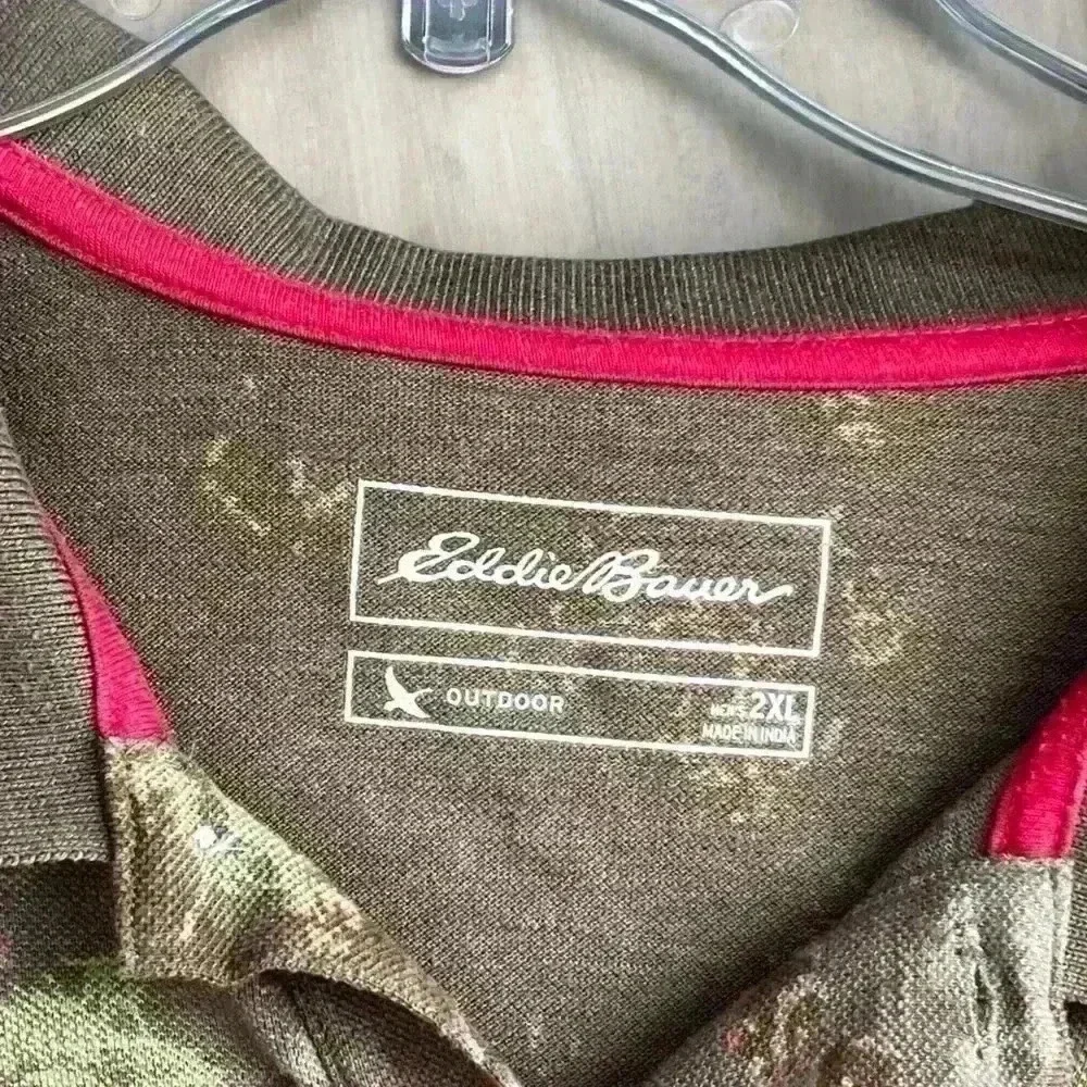 Eddie Bauer Classic Field Pro Short Sleeve Polo Shirt Mens 2XL Green Floral - Picture 4 of 8